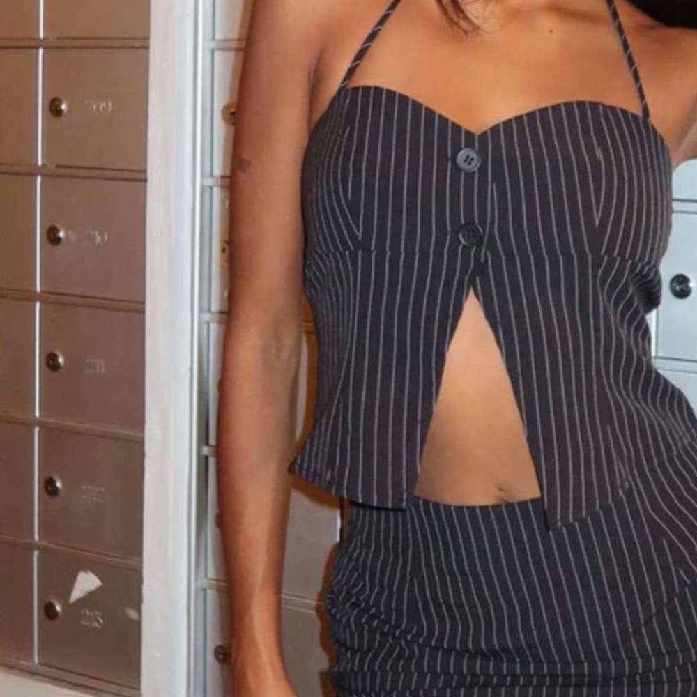 Princess Polly Black Pinstripe Skirt Set